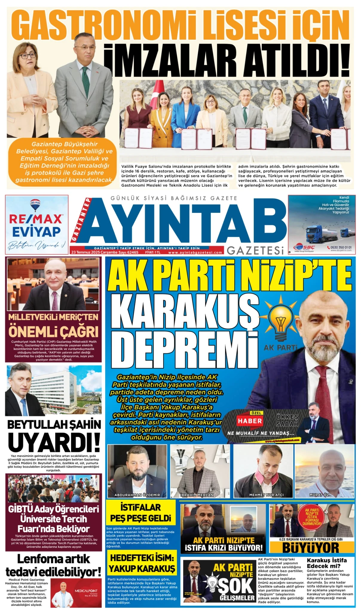 23 TEMMUZ ÇARŞAMBA