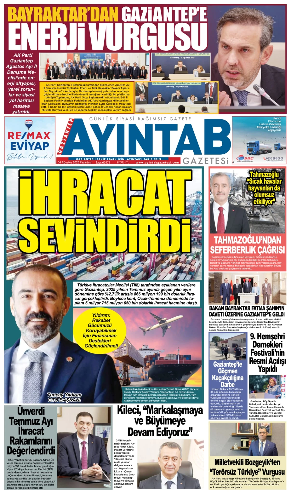 04 AĞUSTOS PAZARTESİ