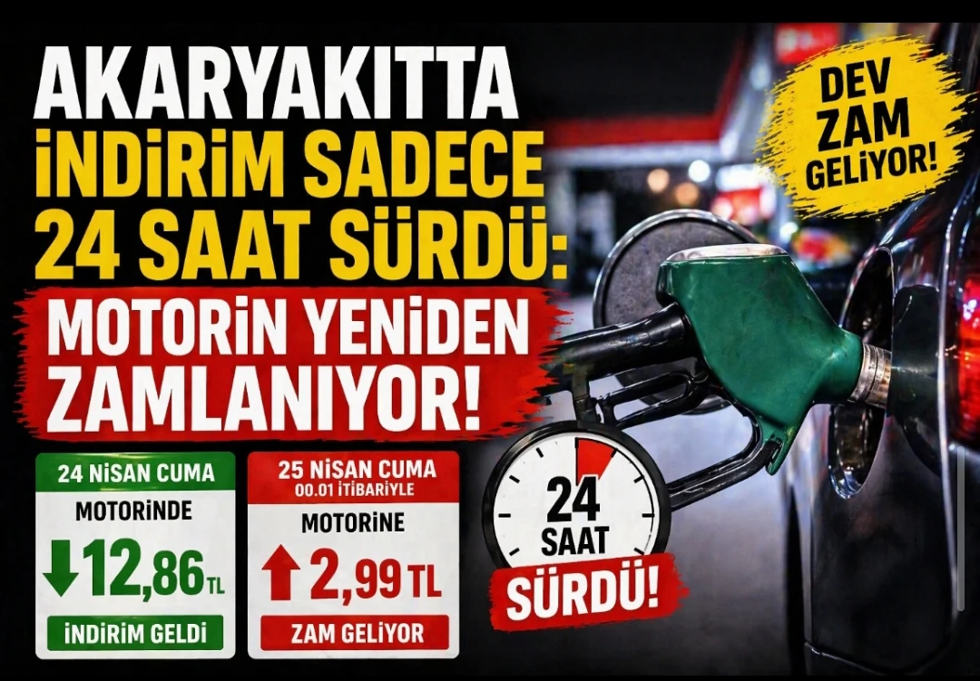 Akaryakıtta indirim sadece 24 saat s&uuml;rd&uuml;: Motorin yeniden zamlanıyor
