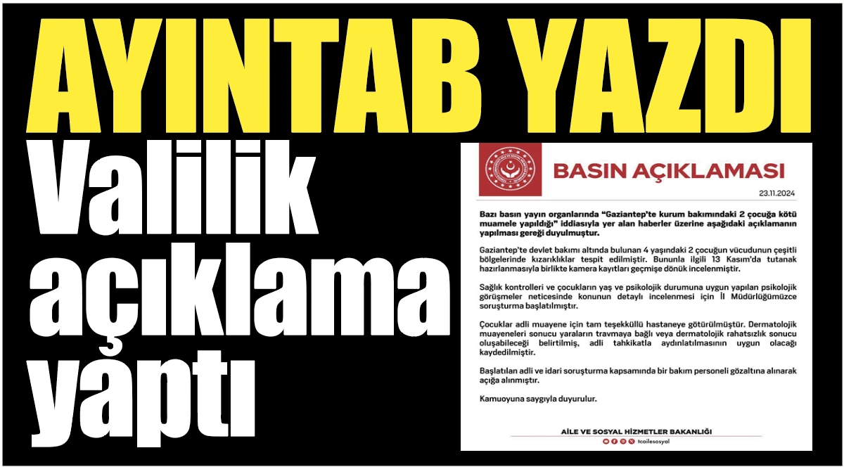 Ayıntab yazdı, Valilik açıklama yaptı