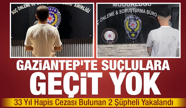 Gaziantep’te Suçlulara Geçit Yok: 33 Yıl Hapis Cezası Bulunan 2 Şüpheli Yakalandı