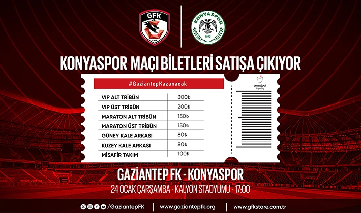 KONYASPOR MAÇI BİLETLERİ SATIŞTA