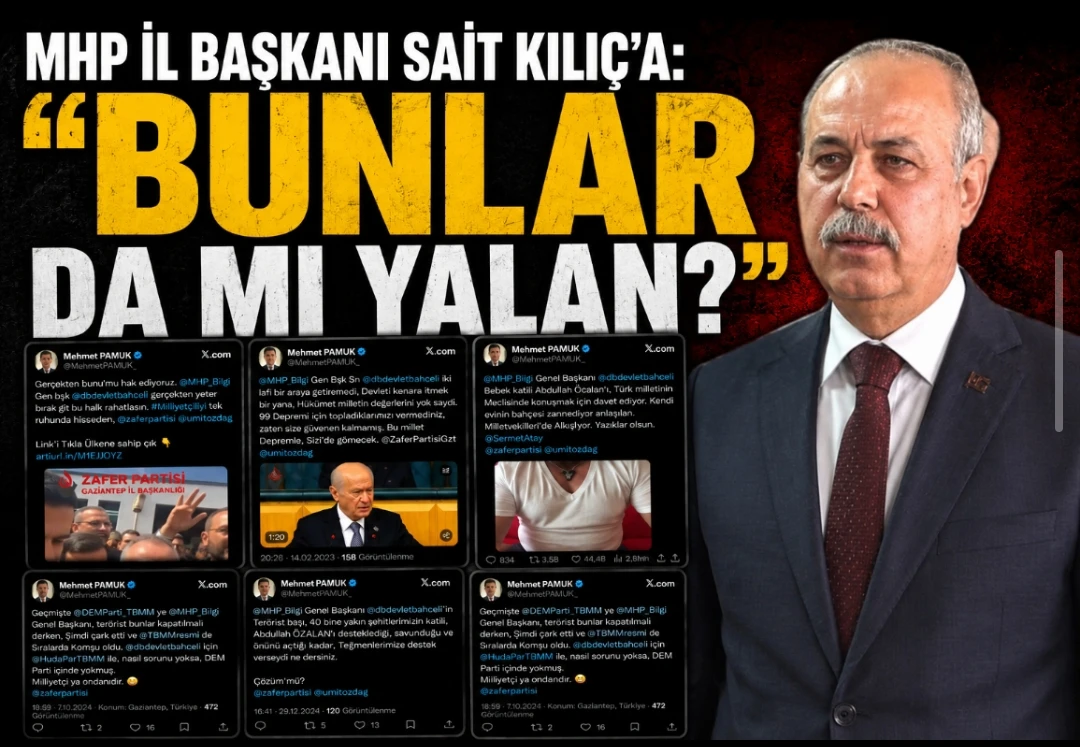 MHP İl Başkanı Sait Kılıç’a: “Bunlar da mı Yalan?”