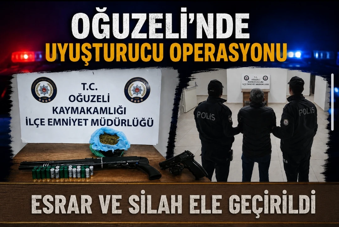 Oğuzeli’nde Uyuşturucu Operasyonu: Esrar ve Silah Ele Geçirildi