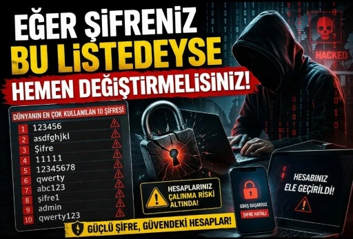 Eğer şifreniz bu listedeyse hemen değiştirmelisiniz
