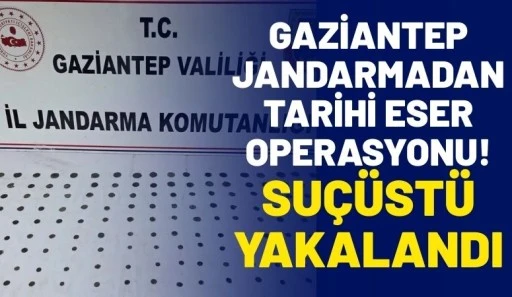 Gaziantep Jandarmadan tarihi eser operasyonu! Su&ccedil;&uuml;st&uuml; yakalandı