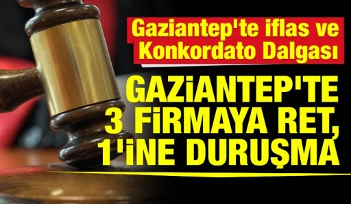 Gaziantep&rsquo;te İflas ve Konkordato Dalgası: Gaziantep&rsquo;te 3 firmaya ret, 1&rsquo;ine duruşma
