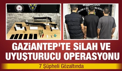 Gaziantep’te Silah ve Uyuşturucu Operasyonu: 7 Şüpheli Gözaltında