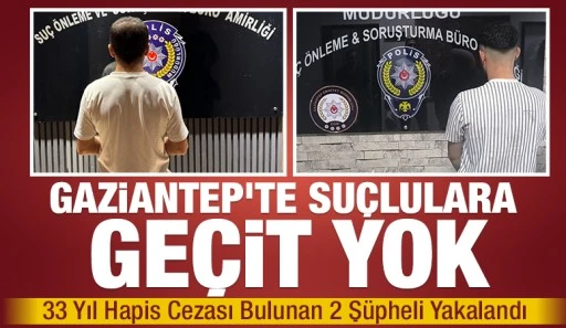 Gaziantep’te Suçlulara Geçit Yok: 33 Yıl Hapis Cezası Bulunan 2 Şüpheli Yakalandı