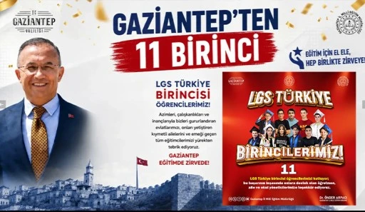 LGS'de Gaziantep'in 11 birinci gururu