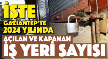 İŞTE GAZİANTEP’TE 2024 YILINDA AÇILAN VE KAPANAN İŞ YERİ SAYISI