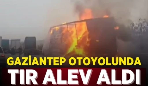 GAZİANTEP OTOYOLUNDA TIR ALEV ALDI!