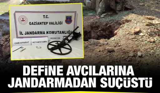 DEFİNE AVCILARINA JANDARMADAN SUÇÜSTÜ
