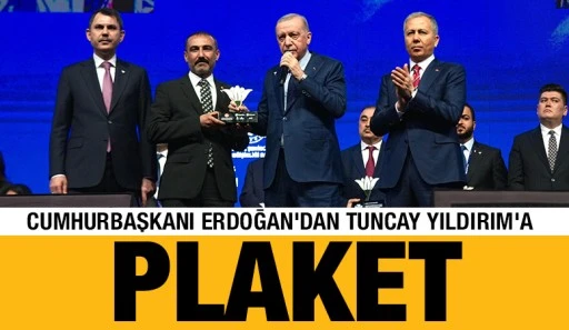 CUMHURBAŞKANI ERDOĞAN'DAN TUNCAY YILDIRIM'A PLAKET
