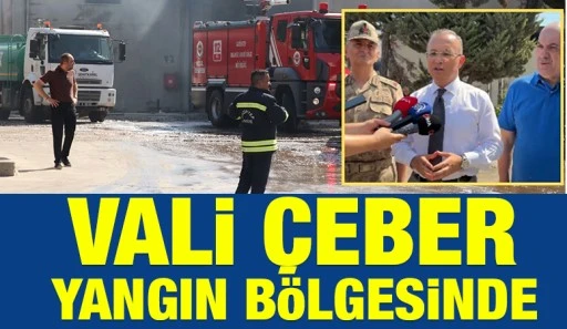 Vali &Ccedil;eber yangın b&ouml;lgesinde