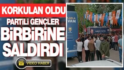 KORKULAN OLDU... PARTİLİ GENÇLER BİRBİRİNE SALDIRDI