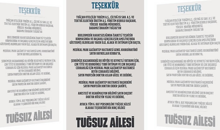 TEŞEKK&Uuml;R