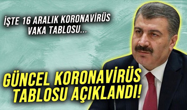 16 Aralık koronavirüs tablosu açıklandı!