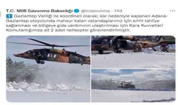 Otoyolda mahsur kalanlar için 2 helikopter tahsis edildi