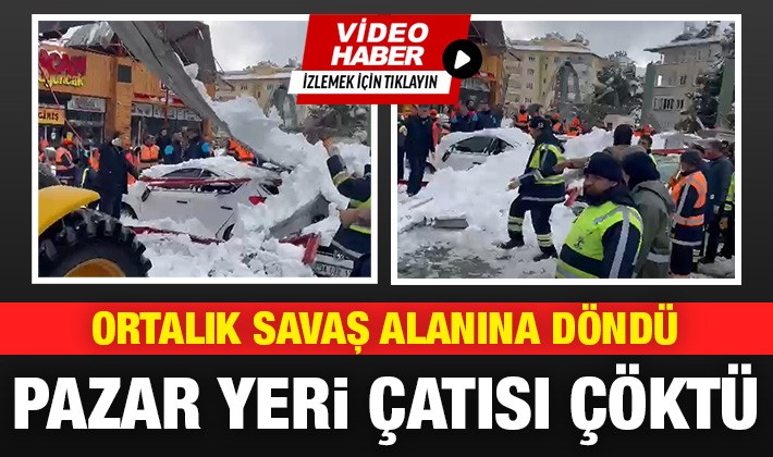 Pazar yeri çatısı çöktü! Ortalık savaş alanına döndü