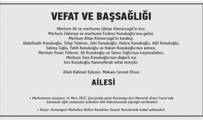 Vefat ve Başsağlığı