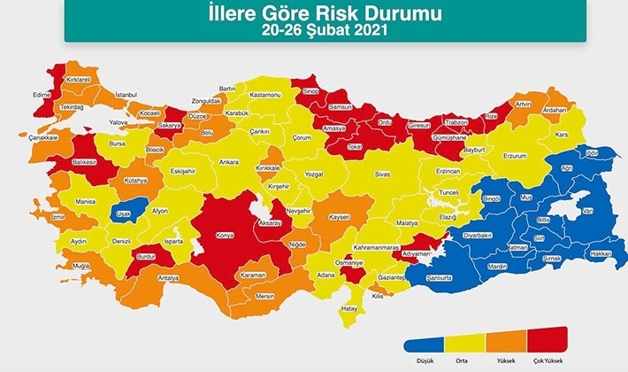 Bakan Koca, İllere Göre Risk Durumu haritasını paylaştı