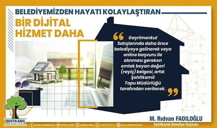 Şehitkamil'de hayatı kolaylaştıran dijital hizmet