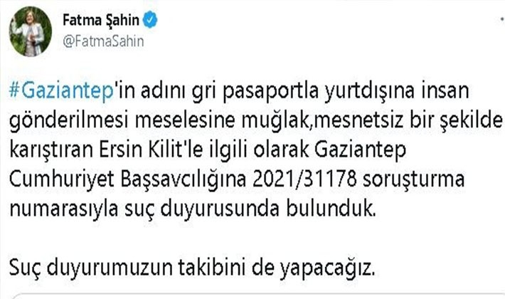 Fatma Şahin'den "gri pasaport" iddialarına suç duyurusu