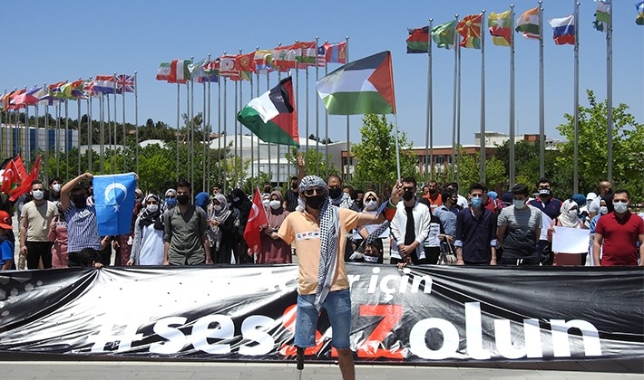 İsrail zulmune sessiz kalan ülkelere Gaziantep'te bantlı tepki